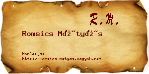 Romsics Mátyás névjegykártya